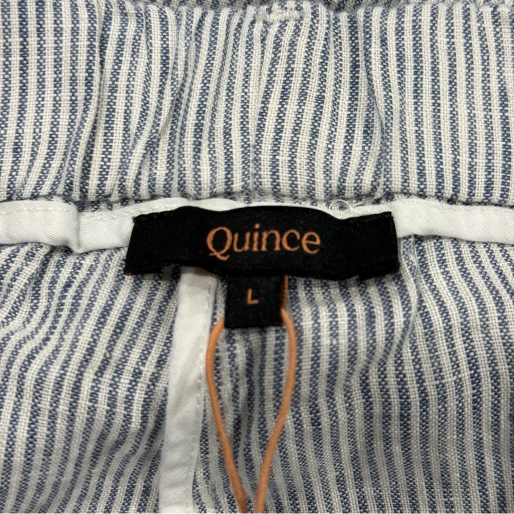 Quince Linen Pull On Pants L Pinstripe Linen Lightweight Summer Trouser Vacation - Picture 10 of 14